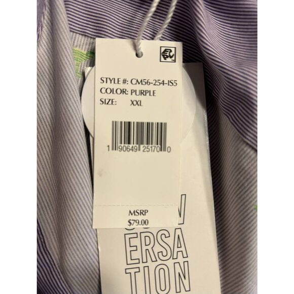 Jachs Mens Purple White Stripe Short Sleeve Pockets Button Up Size XXL (5091) NW - Picture 5 of 7